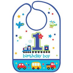 All Aboard First Birthday Vinyl Baby Bib Boys1st Birthday Party Supplies Train
