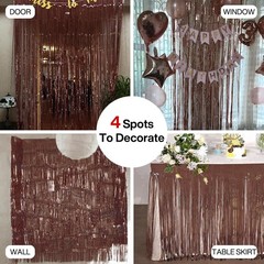 Reusable Foil Tinsel Curtains – 3.3×6.6 ft Brown Backdrop for Parties & Weddings