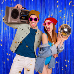 Blue Tinsel Backdrop Foil Fringe Curtains – 2 Packs Door Streamers Backdrop for