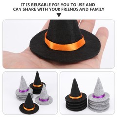 10pcs Mini Felt Witch Hats Handmade Wine Bottle Decor for DIY Hair Accessories