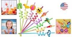 Durable and Flexible Beach Drinking Straws – 24 Pack with 2 Cleaning Brushes