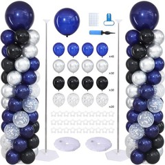 Navy Blue Black and Silver Balloon Column Stand Kit Set of 2 for Floor, Blue …