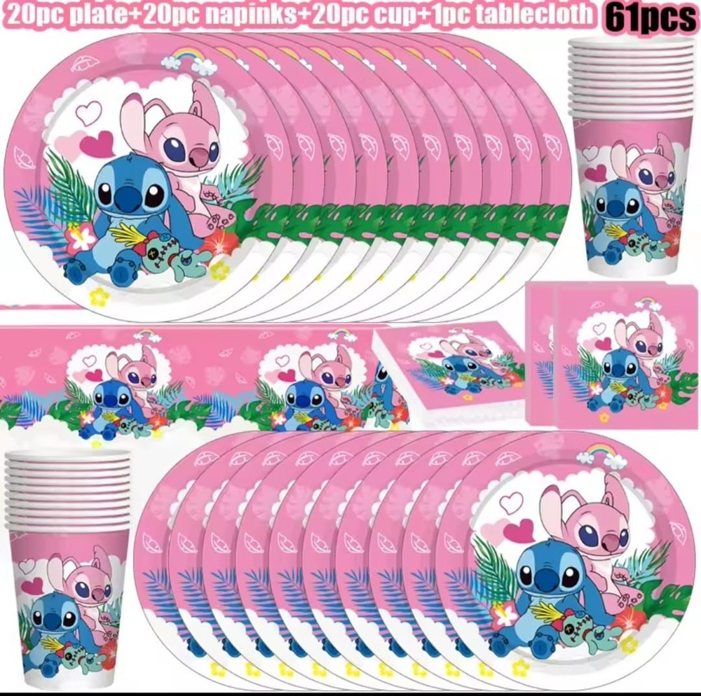Stitch Birthday Party Supplies Decorations Set – Plates Cups Napkins Tablecloth