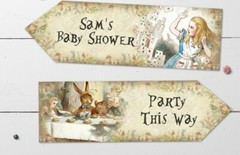4 Alice in Wonderland Personalised Arrows Signs Any Occasion Birthday BabyShower