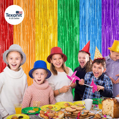2 Pack Rainbow Backdrop Curtains, 3.28 FT X 7.05 FT Colofull Party Decorations,