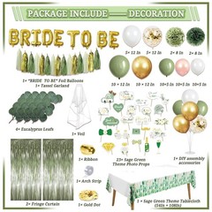 Bride to Be Sage Green Bachelorette Party Decorations