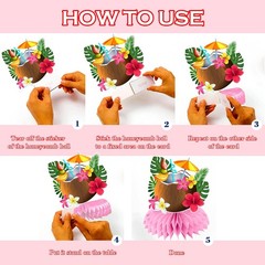 12 Pcs Luau Party Decorations Honeycomb Centerpieces, Hawaiian Party Decorations