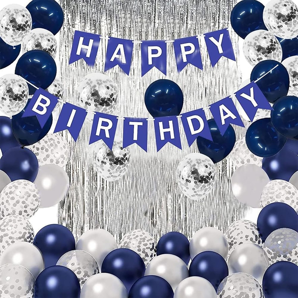 Blue Birthday Party Decorations Happy Birthday Decorations for Men with Banner