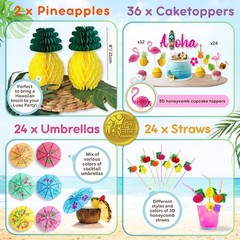 Lahau Party Decorations Set 180 Pcs Luau Birthday Background Balloons Signs