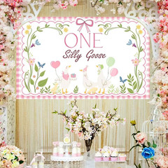 Silly Goose Birthday Decor, 70×43 Inch Backdrop for Baby Shower and Party