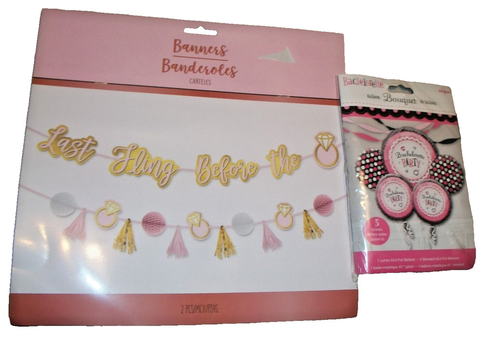 Bachelorette Party Decorations Bundle 2 12ft banners & 5pk Balloons (B72)