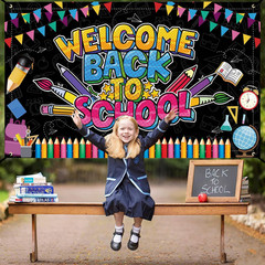 Welcome Back to School Banner, Multicolored, 72 X 43 Inch, Back to School Decora