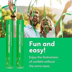 2 Pack Streamer Confetti, 12» Biodegradable Green Cannon, Pride Party Poppers