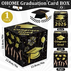 Graduation Decorations 2026 – Black Gold Graduation Card Box for Graduation De..