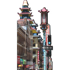 H13705 San Francisco Chinatown Little China Cardboard Cutout Standee Standup