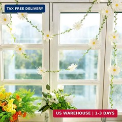 3D Daisy Flower Garland (2PCS) Flower Banner Wildflower Party Decorations Leaves