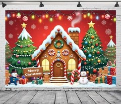Christmas Gingerbread House 7x5ft Background – Christmas Gingerbread House