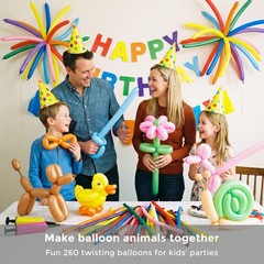 260 Twisting Balloons 100 Pcs Assorted Colors Latex Long Animal Shapes Decor