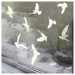 37Pcs Anti Collision Window Clings, Save The Birds from Strikes, White