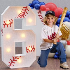 Baseball Marquee Number 6 Decor: 3ft Light Up Party Theme