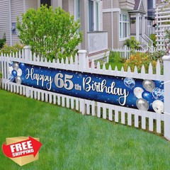 Nelbiirth 65th Birthday Banner Blue Silver
