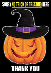 Halloween Sorry No Trick or Treating Treat Poster Sign Notice Decor Door Window