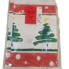 Table Cover Vintage Sealed Christmas Tree Tablecloth 54″ x 102″ Crepe Paper