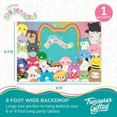 Squishmallows Birthday Backdrop – 4.3ft x 6ft Silky Fabric Party Decoration