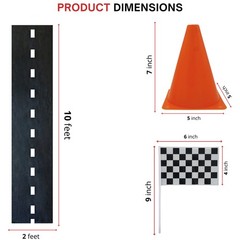 38 Pieces Set – 12 Traffic Cones With Hole on Top, 24 Checkered Flags, Racetr…