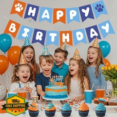 RICHHHA Blue Orange Birthday Banner
