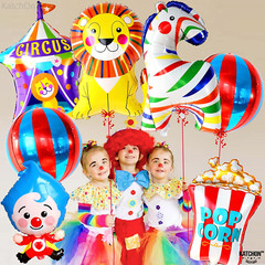 Circus Balloons for Carnival Theme Party Decorations, 7 Count, Perfect for