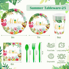 327 PCS Luau Party Decorations Set Serve 25, Hawaiian Birthday Party Supplies De
