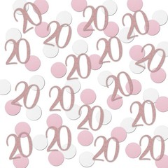 200 PCS Rose Gold 20th Glitter Birthday Number Confetti Table Decor