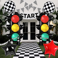 Race Car Birthday Party Decorations, Racing Balloon Set with Traffic Light Ballo