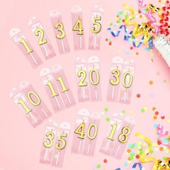 32 Pieces Number Birthday Candles Gold Cake 1.8 inches,