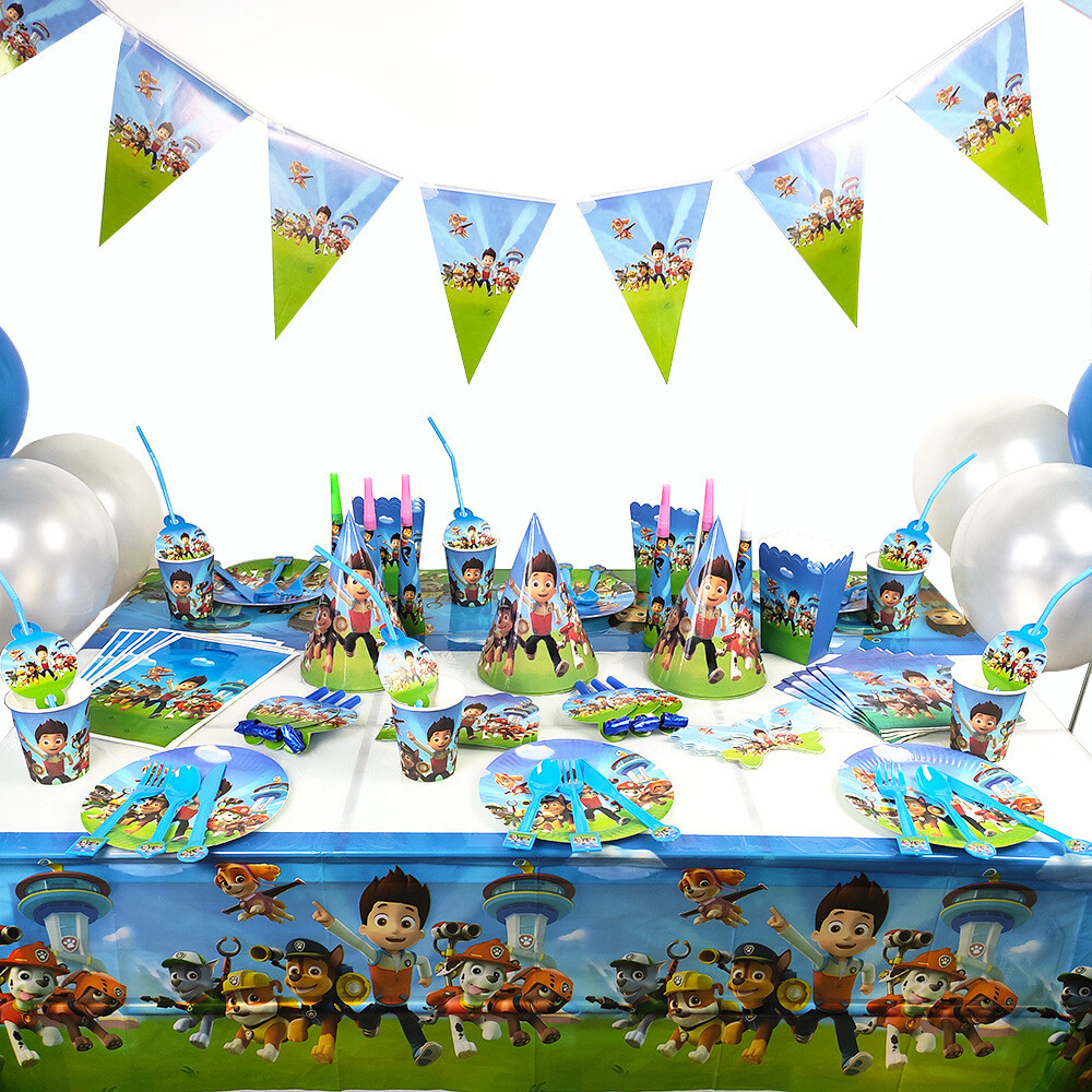 Paw Patrol Birthday Party Decorations Tableware Napkin Cup Plate Banner Supplies