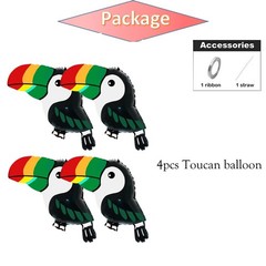 4pcs Toucan Balloons Tropical Bird Balloons For Summer Hawaiian Luau Party De…