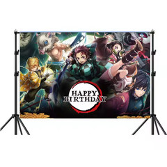 Demon Slayer Theme Birthday Party Backdrop 5x3ft Happy Birthday Banner Decor