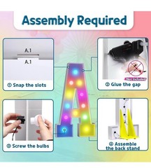 Colorful 4FT Light Up Letters, 18 Colors, Remote Control Alphabet Sign for “ A “