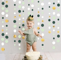 46 Ft Sage Green Gold Party Decorations Polka Dots Garlands – A0186