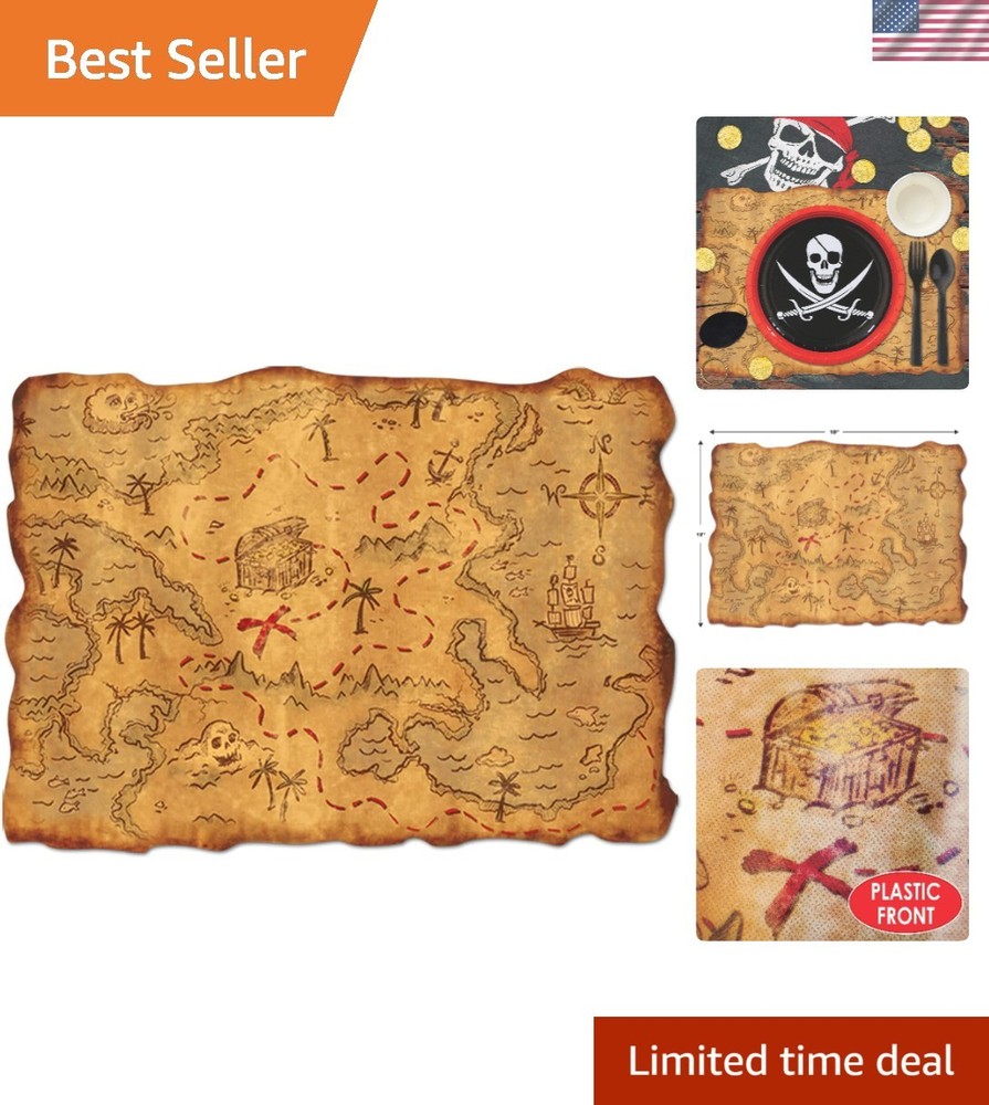 Authentic Aged Parchment Treasure Map Decoration – Ideal for Pirate Celebrations