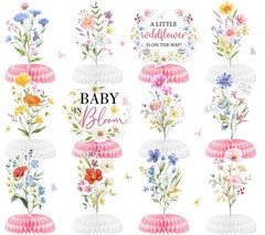Baby in Bloom Baby Shower Decorations Honeycomb Centerpiece, 12PCS Wildflower…