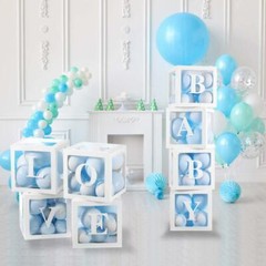 Balloon Box with LOVE BABY ONE Boxes Cube for Baby Shower Birthday Bridal Shower