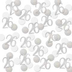 200 PCS Silver Glitter 26 Confetti 26th Birthday Anniversary Party Table Decor