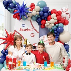 149pcs Baseball Balloons Arch with Navy Blue Red Sand White Balloons for Grad…