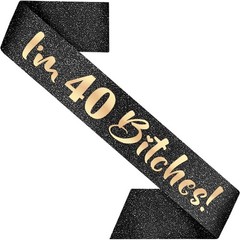 Im 40 Sash 40th Birthday Decoration Black Rose Gold Letters 32 Inch Long