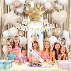 White & Gold Birthday Decor – Cream Champagne Gold Balloons, Banner, Foil