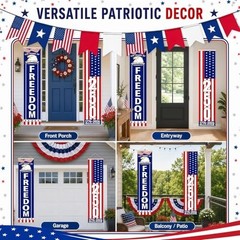2 Pack 4th of July Decorations Outdoor Patriotic 250th Anniversary Hanging Banne