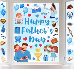 6 Sheets Father’s Day Window Clings Happy Father’s Day Best Dad I Love Dad