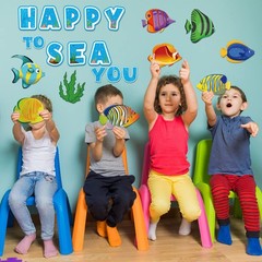Tropical Fish Cutouts, Ocean Theme Party Decor, Multicolor Bulletin Board